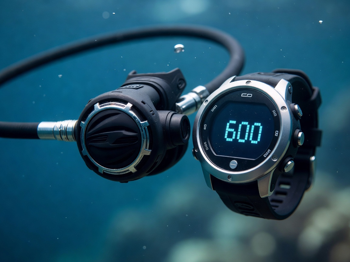 Close up of a scuba diving regulator and dive computer